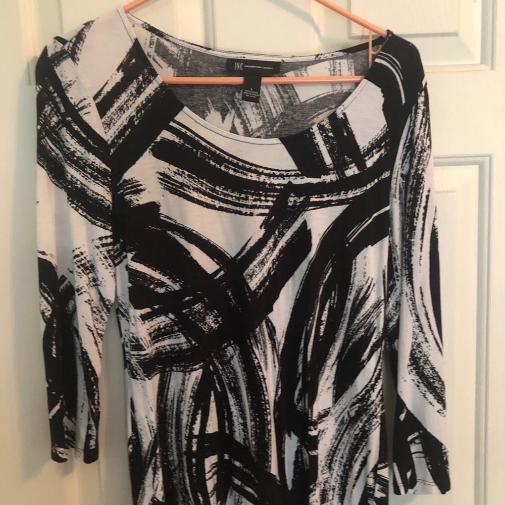 INC black and white top